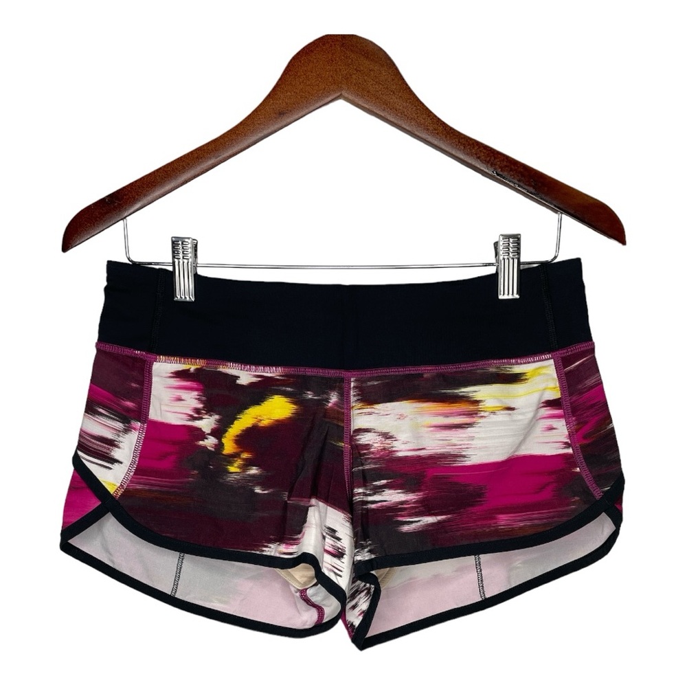 Lululemon Original Speed Shorts Purple and Black Pigment Wind Berry, Size 8